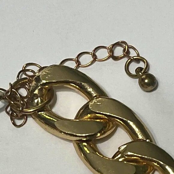 Stunning Couture Gold Plated WIDE CUBAN Oval LINK Chain Bracelet 9 -12 Inches - Picture 3 of 3